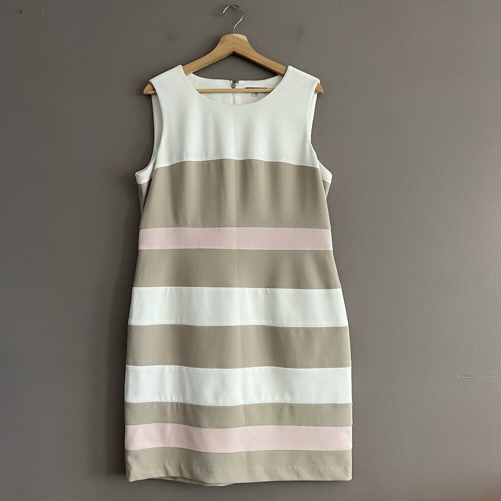 Tommy Hilfiger Womens Sleeveless Scuba Sheath Dress Crepe ColorBlock Stripes 16